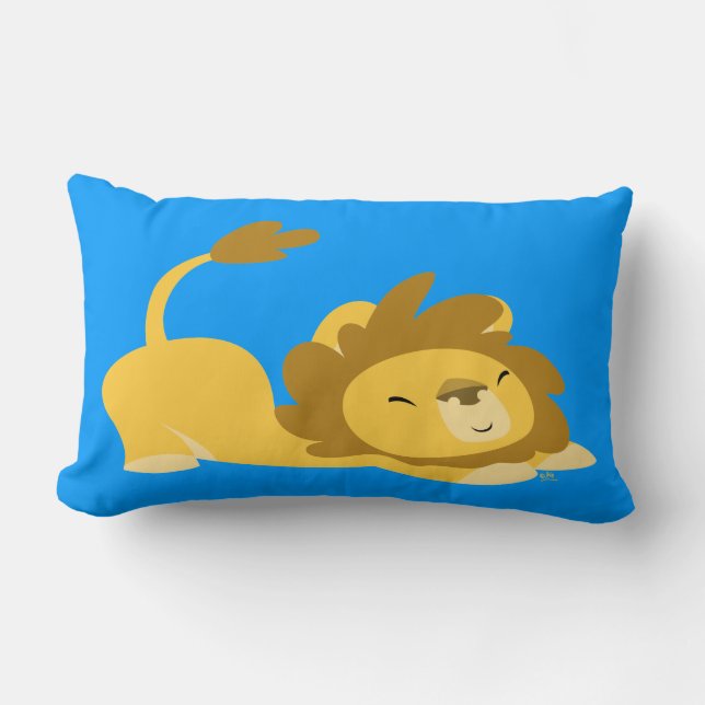 Rectangle Coussin de Lion étiré de dessin mignon (Recto)