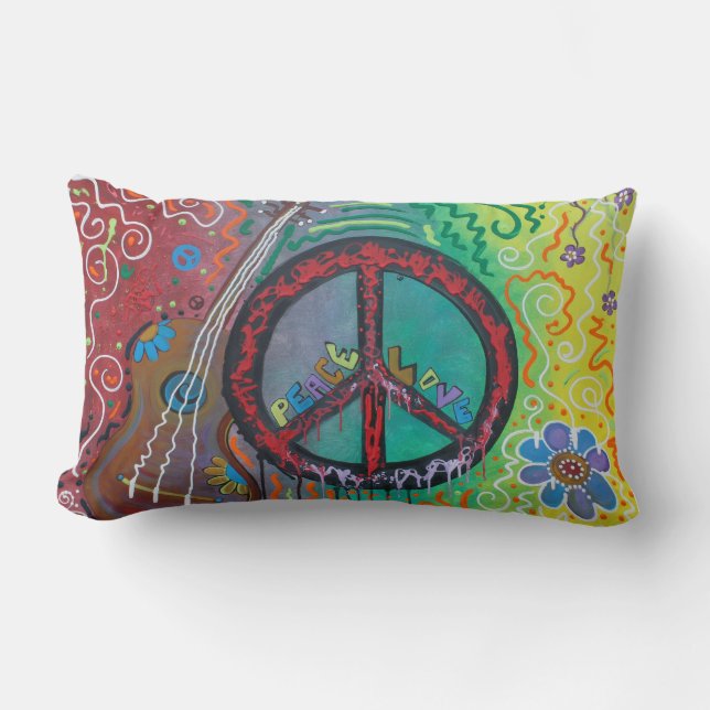 Rectangle Coussin de MoJo d'Américain d'amour de la paix N (Recto)