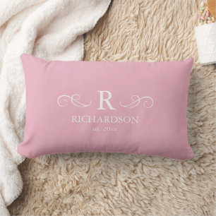 Rectangle Coussin de monogramme rose