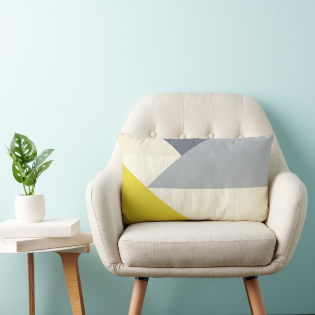 Rectangle Coussin de Motif géométrique moderne gris jaune (Chaise)