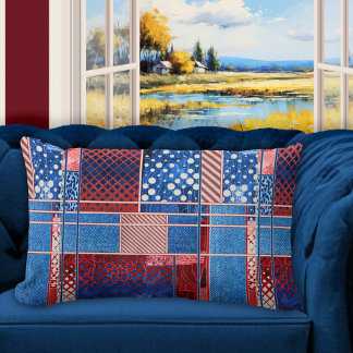 Rectangle Coussin de Motif Jeans bleu Patchwork