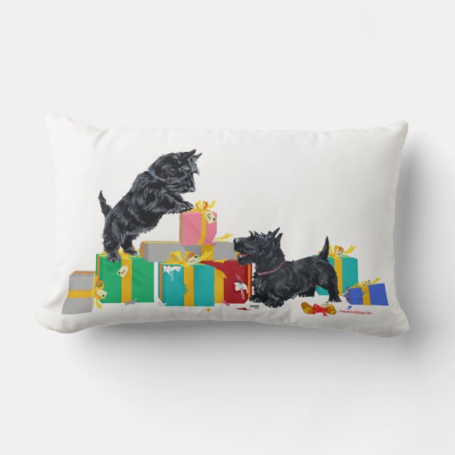 Rectangle Coussin de Noël pour Terrier Écossais (Recto)