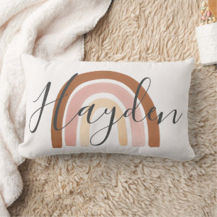 Rectangle Coussin de nom arc-en-ciel Boho personnalisé