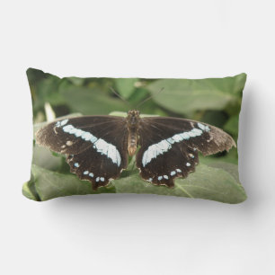 Rectangle Coussin de papillon tropical noir et blanc