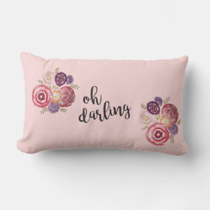 Rectangle Coussin de peinture à la fleur Oh chéri
