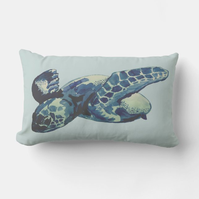 Rectangle Coussin de peinture de tortue marine (Recto)