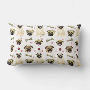 Rectangle Coussin de Pug Blanc