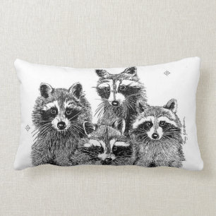 Rectangle Coussin de quatre ratons laveurs