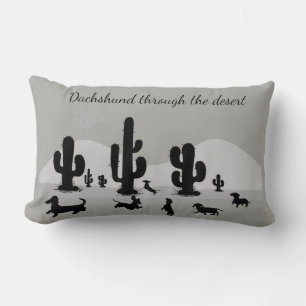 Rectangle Coussin de silhouette de Dachshund Cactus