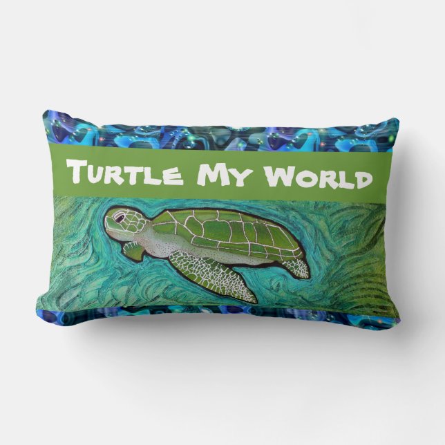 Rectangle Coussin de tortue de mer verte (Recto)