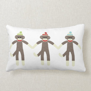 Rectangle Coussin de trois de garçon singes de chaussette