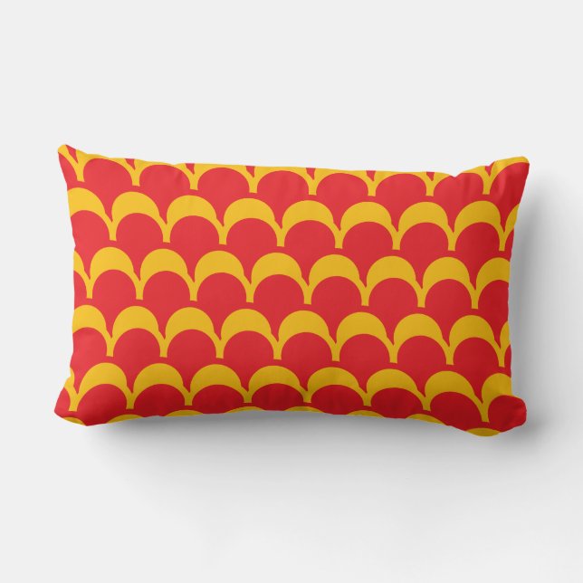 Rectangle Coussin de tuiles de toits rouges et jaunes (Verso)