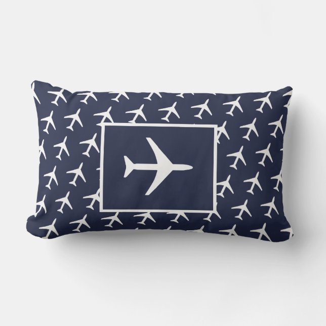 Rectangle Coussin de vol pilote d'avion funky blanc (Recto)