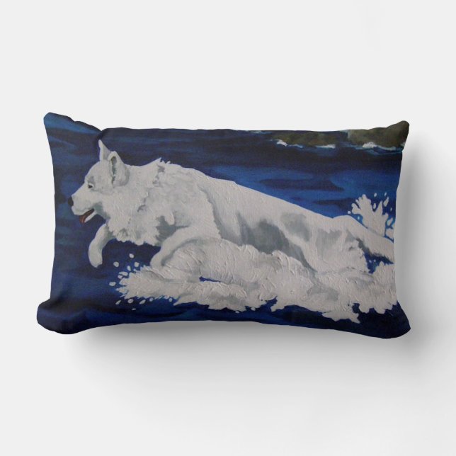 Rectangle Coussin d'éclaboussure de berger blanc (Recto)