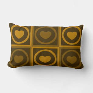 Rectangle Coussin des coeurs couleur café