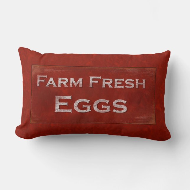 Rectangle Coussin des signes rustique des oeufs frais de fer (Recto)