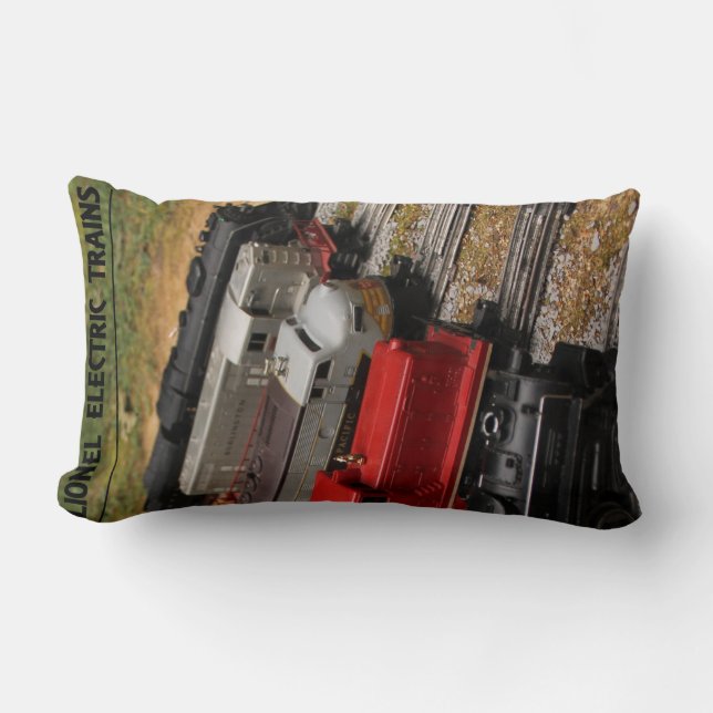 Rectangle Coussin des trains Lionel d'après-guerre (Recto)