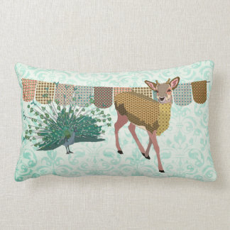 Rectangle Coussin d'or de Mojo de cerfs communs et de paon