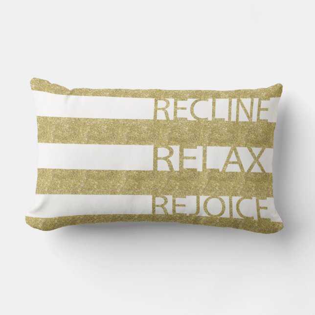 Rectangle Coussin d'or Pâque "Recline, Relax, Rejoice" (Recto)