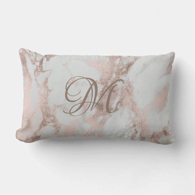 Rectangle Coussin d'or Rose Monogram Faux (Recto)