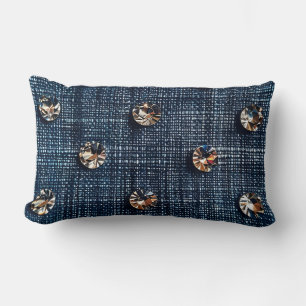 Rectangle Coussin élégant Denim et Diamond Lumbar