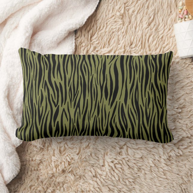 Rectangle Coussin en bande de tigre vert Avocado (Couverture)