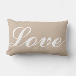 Rectangle Coussin en bois - Amour (Beige)