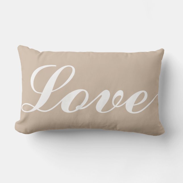 Rectangle Coussin en bois - Amour (Beige) (Recto)
