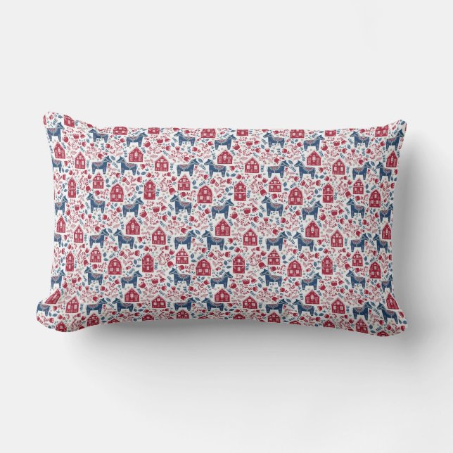Rectangle Coussin en bois - Cheval Dala d'Art populaire suéd (Recto)