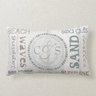 Rectangle Coussin en bois de plage nautique faite sur