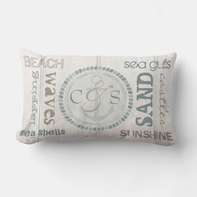 Rectangle Coussin en bois de plage nautique faite sur (Recto)