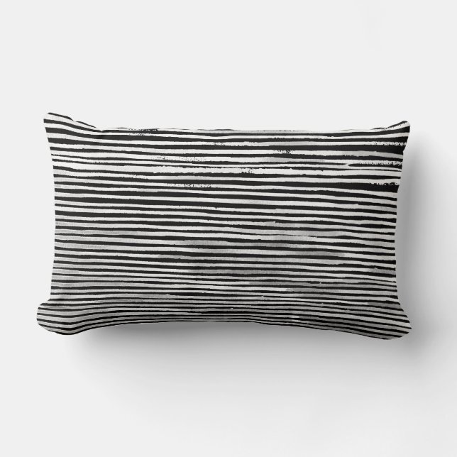 Rectangle Coussin en bois noir et blanc de motif de texture (Recto)