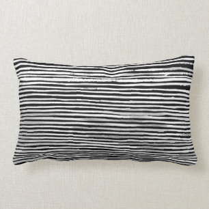 Rectangle Coussin en bois noir et blanc de motif de texture