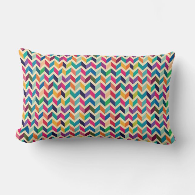 Rectangle Coussin en bois - Zigzag multicolore (Recto)