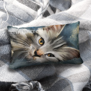 Rectangle Coussin en chat Tabby gris bleu