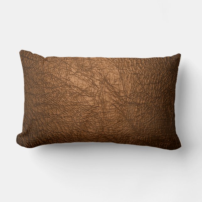 Rectangle coussin en cuir brun de texture (Recto)