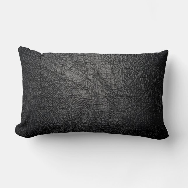 Rectangle coussin en cuir noir de texture (Recto)