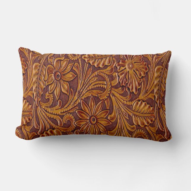 Rectangle Coussin en cuir usiné occidental d'impression (Recto)