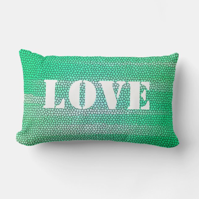 Rectangle Coussin en mosaïque verte personnalisable (Recto)