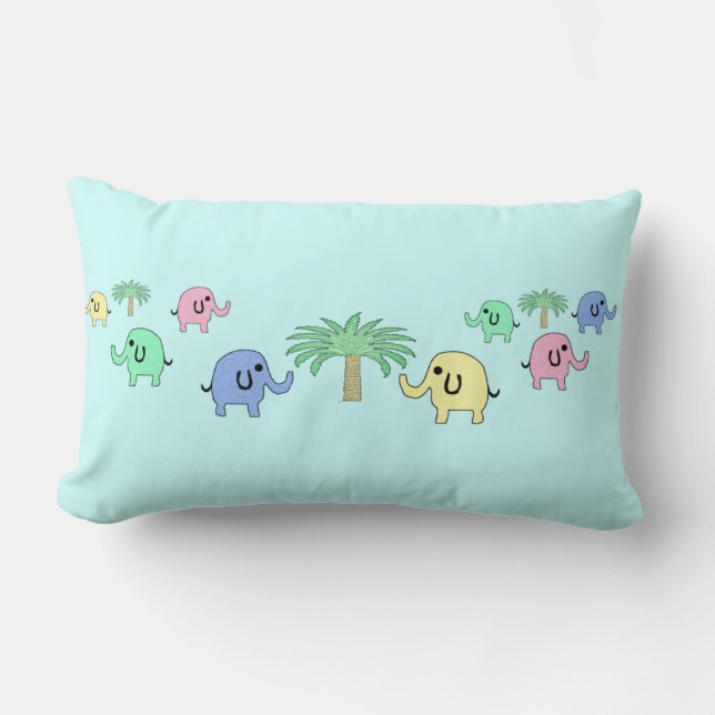 Rectangle Coussin en pastel mignon d'enfants d'éléphants (Recto)
