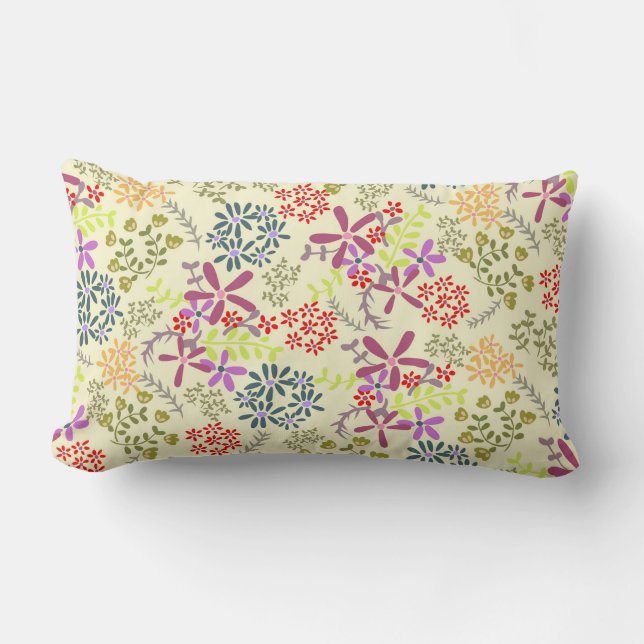 Rectangle Coussin Floral Beige Lumbar (Recto)