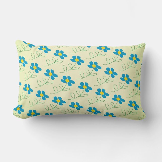 Rectangle Coussin floral bleu mou (Recto)