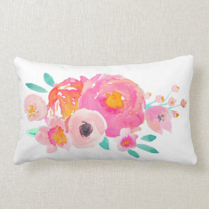 Rectangle Coussin floral d'aquarelle de fleur d'Indy