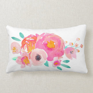 Rectangle Coussin floral d'aquarelle de fleur d'Indy