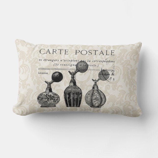 Rectangle Coussin français vintage de bouteilles de parfum (Recto)