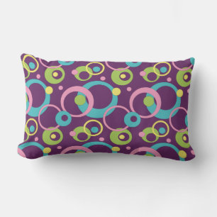 Rectangle Coussin Funky Purple Circles