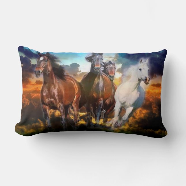 Rectangle Coussin galopant de coussin de chevaux (Recto)