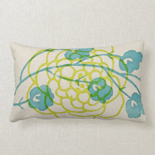 Rectangle coussin graphique floral noir d'encre rustique