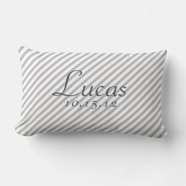 Rectangle Coussin gris et blanc de crèche de date de (Recto)