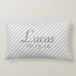 Rectangle Coussin gris et blanc de crèche de date de
